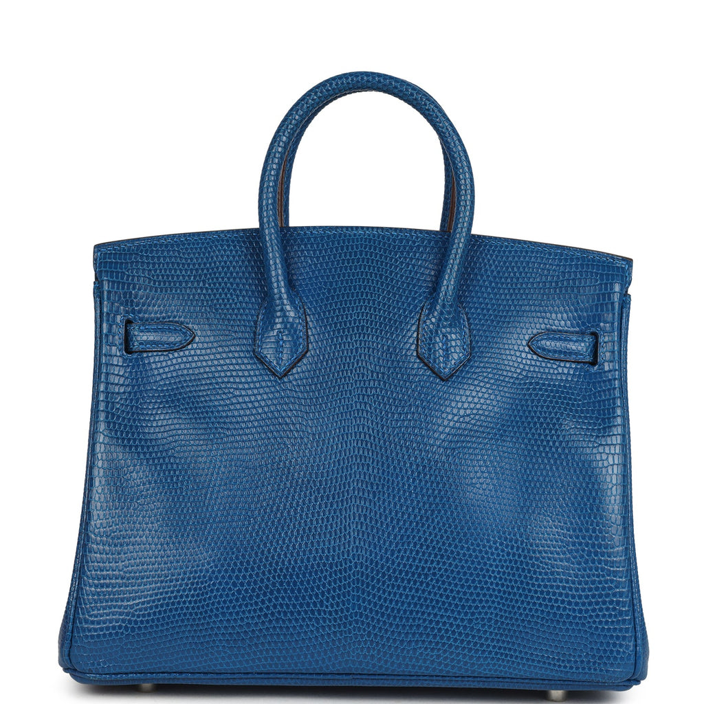 Pre-owned Hermes Birkin 25 Bleu Izmir Varanus Niloticus Lizard Palladium Hardware - Image 5