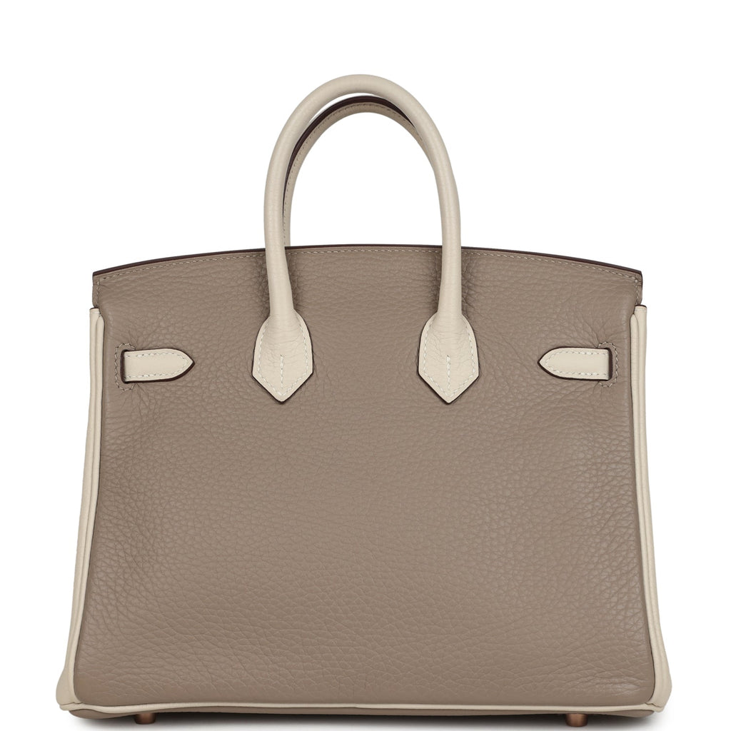Hermes Special Order (HSS) Birkin 25 Gris Tourterelle and Craie Clemence Rose Gold Hardware - Image 5