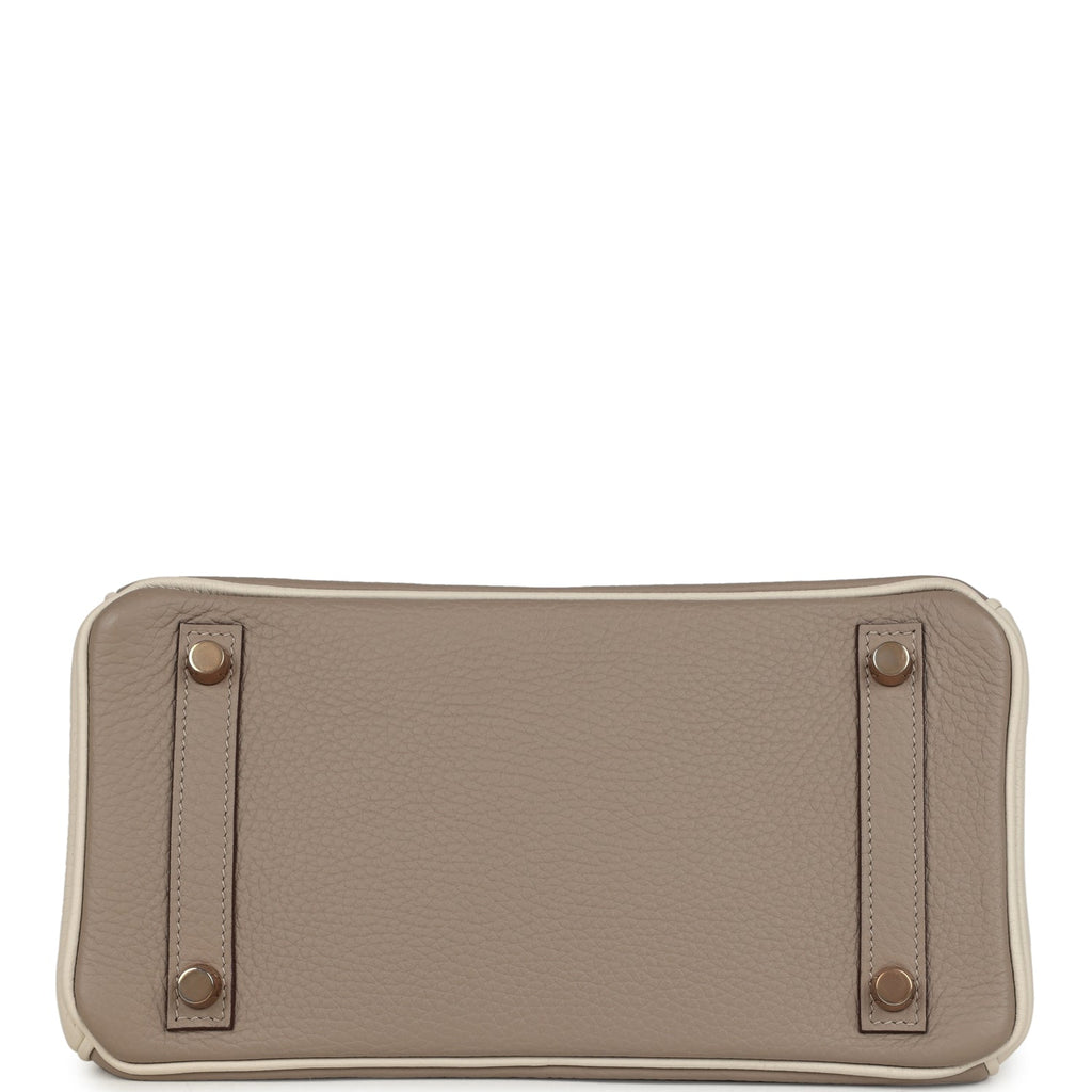 Hermes Special Order (HSS) Birkin 25 Gris Tourterelle and Craie Clemence Rose Gold Hardware - Image 7