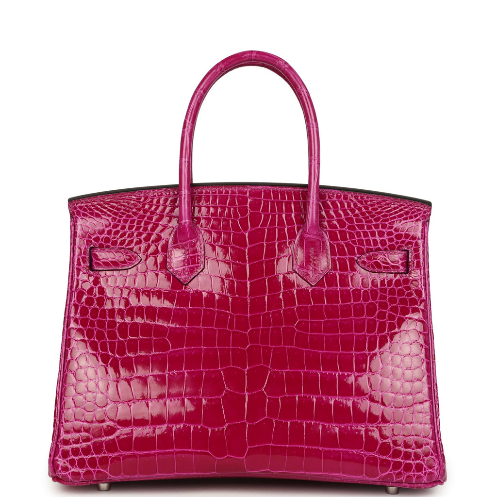 Pre-owned Hermes Birkin 30 Rose Poupre Shiny Porosus Crocodile Palladium Hardware - Image 5