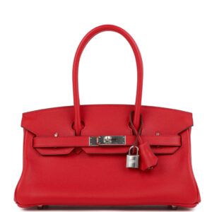 Hermes Shoulder Birkin Light 29 Rouge Radieux Evercolor Palladium Hardware