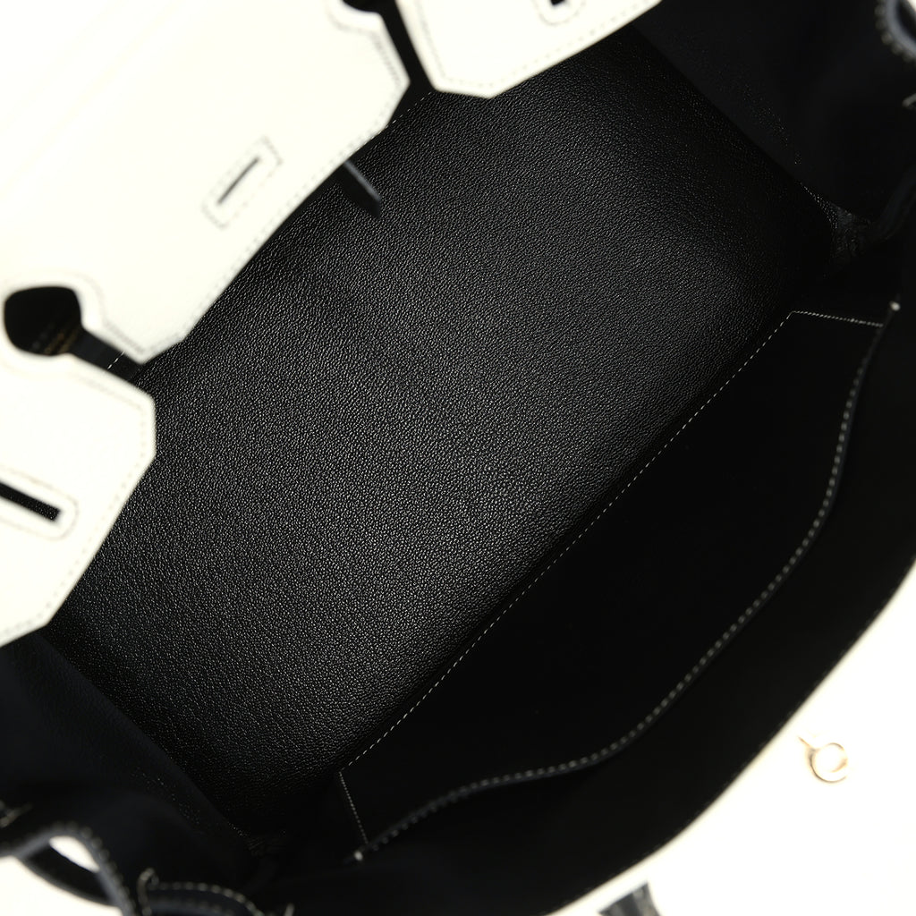 Pre-owned Hermes Special Order (HSS) Birkin 30 White and Black Clemence Permabrass Hardware - Image 9
