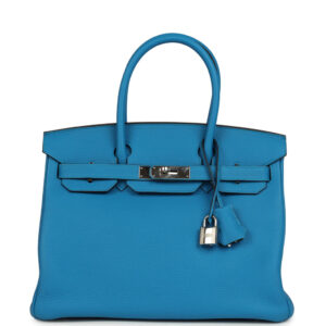 Pre-owned Hermes Birkin 30 Bleu Zanzibar Verso Togo Palladium Hardware