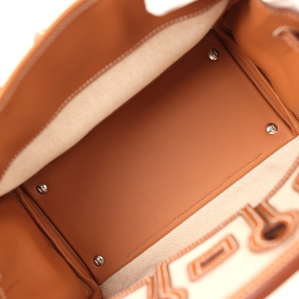 Hermes Birkin 25 Cargo Ecru-Beige Toile H and Gold Swift Palladium Hardware - Image 9