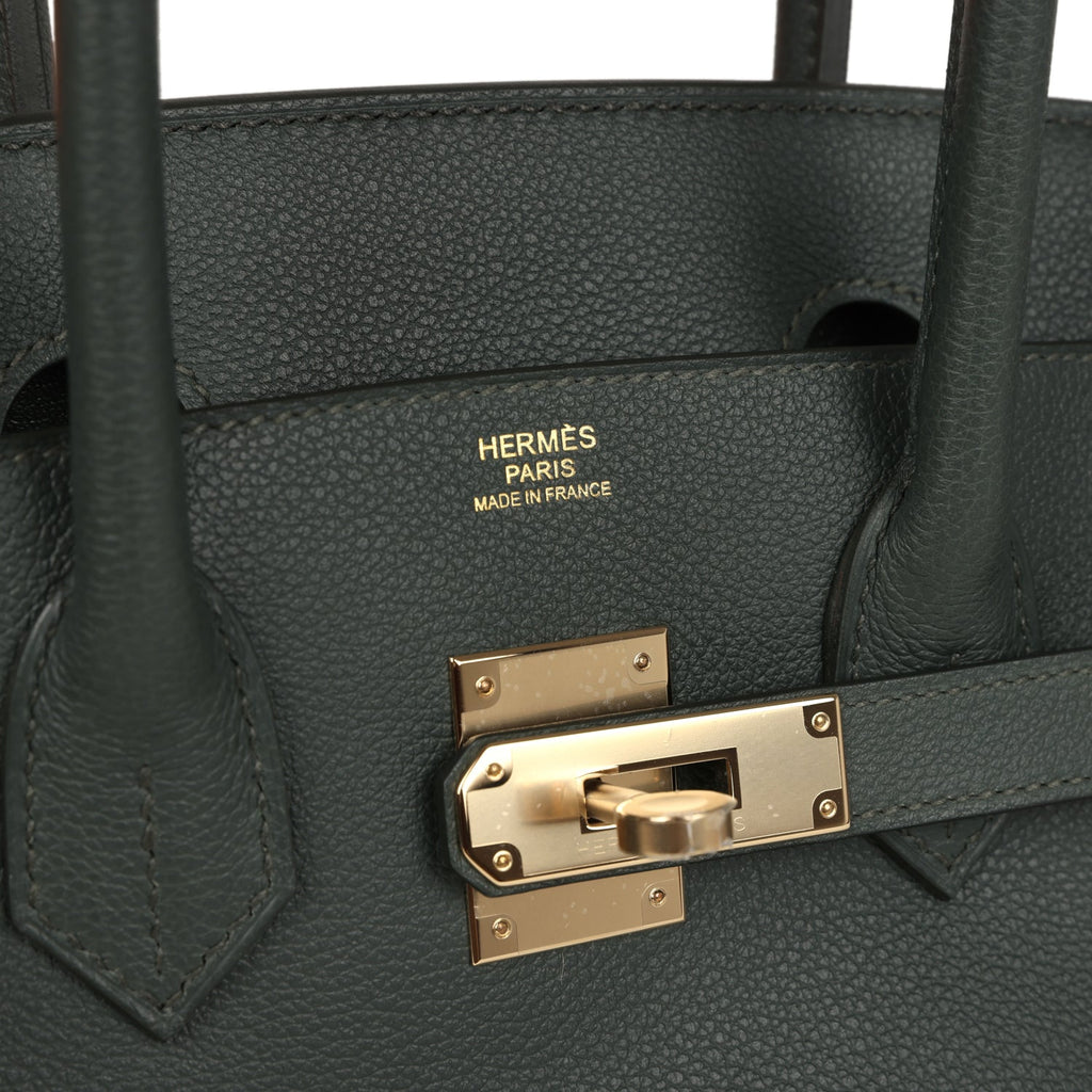 Hermes Shoulder Birkin Light 29 Vert Mangrove Evercolor Permabrass Hardware - Image 8