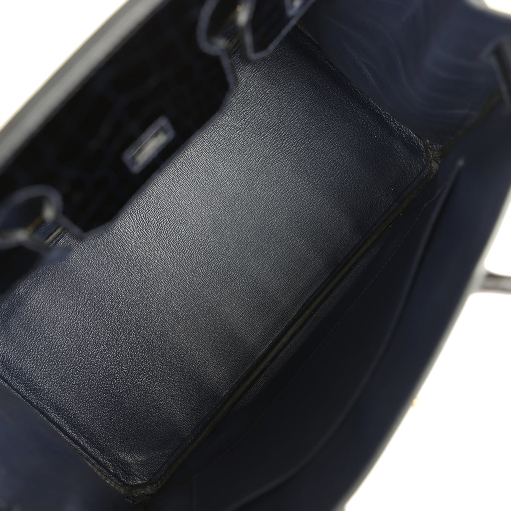 Pre-owned Hermes Birkin 30 Bleu Marine Shiny Niloticus Crocodile Gold Hardware - Image 9