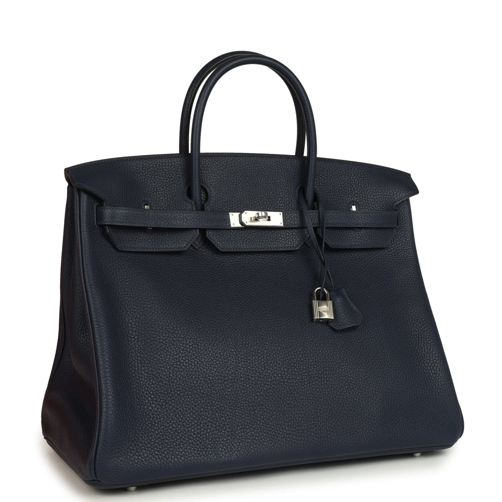 Hermes Special Order (HSS) Birkin 40 Bleu Nuit Verso Togo Palladium Hardware - Image 3