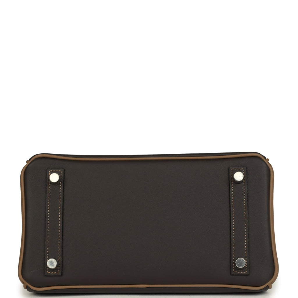 Hermes Special Order (HSS) Birkin 25 Ebene and Beige De Weimar Swift Brushed Palladium Hardware - Image 7