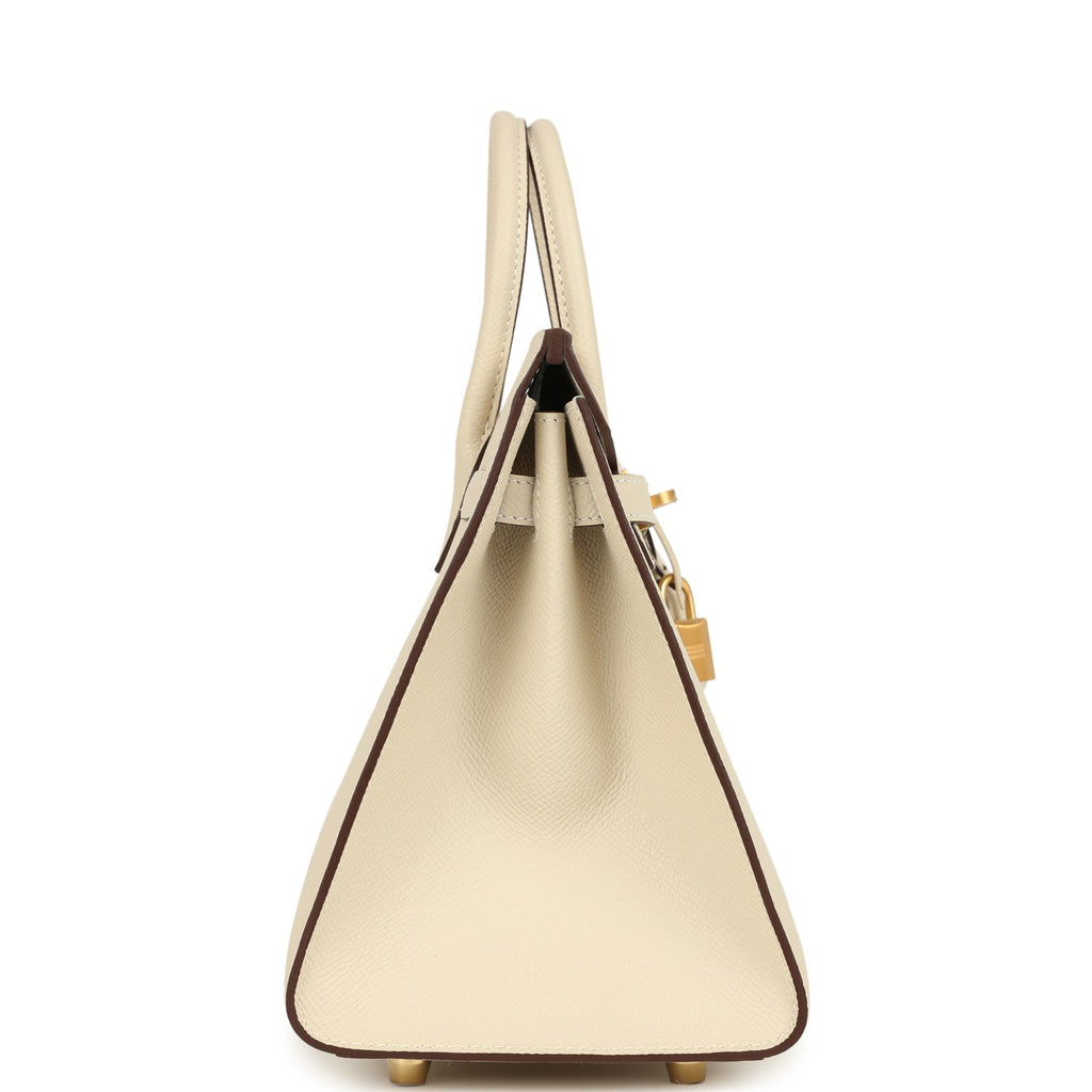 Hermes Special Order (HSS) Birkin Sellier 25 Craie Verso Epsom Brushed Gold Hardware - Image 4