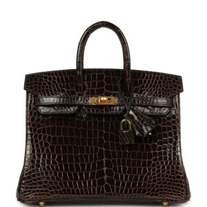 Hermes Birkin 25 Macassar Shiny Porosus Crocodile Gold Hardware