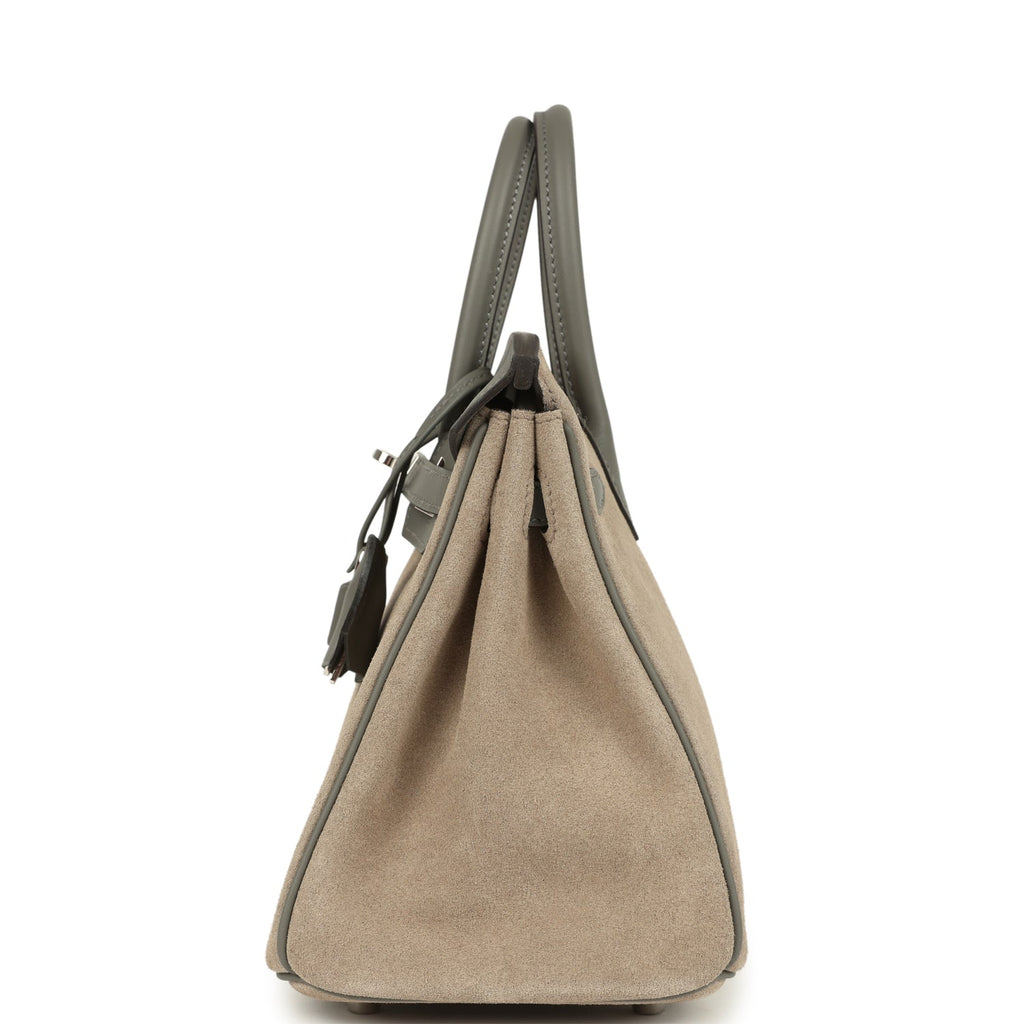Pre-owned Hermes Birkin 25 Gris Caillou Grizzly and Gris Meyer Swift Palladium Hardware - Image 4
