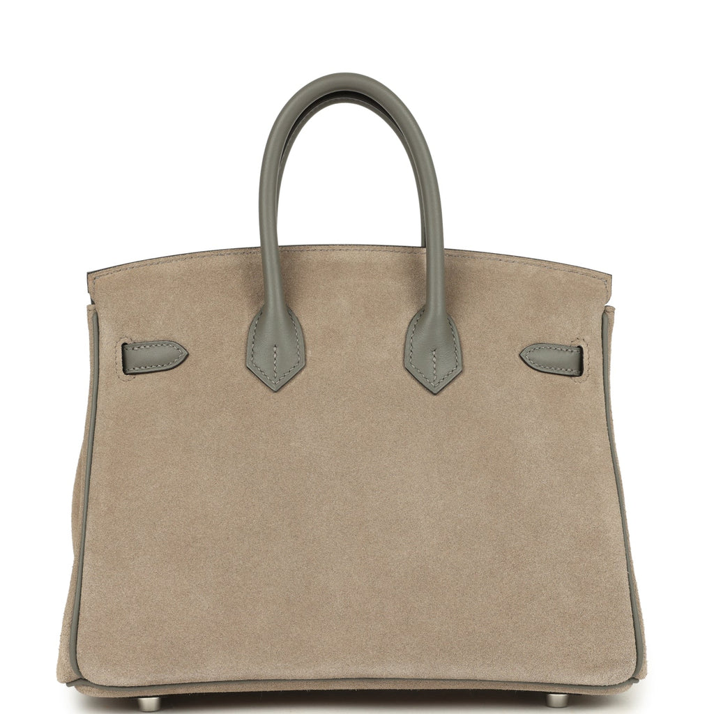 Pre-owned Hermes Birkin 25 Gris Caillou Grizzly and Gris Meyer Swift Palladium Hardware - Image 5