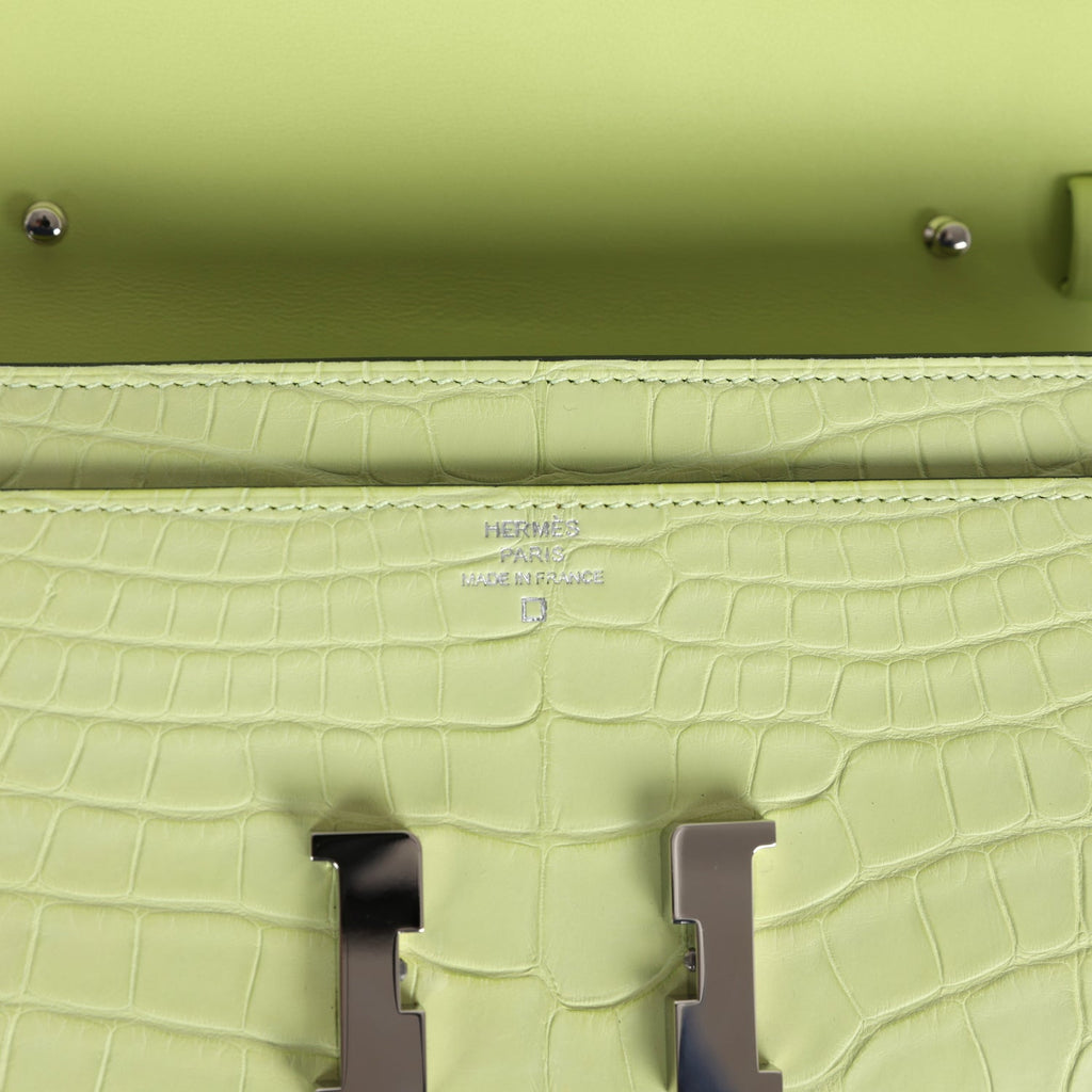 Hermes Constance Wallet To Go Jaune Bourgeon Matte Alligator Palladium Hardware - Image 8