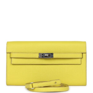 Hermes Kelly Wallet To Go Lime Chevre Palladium Hardware