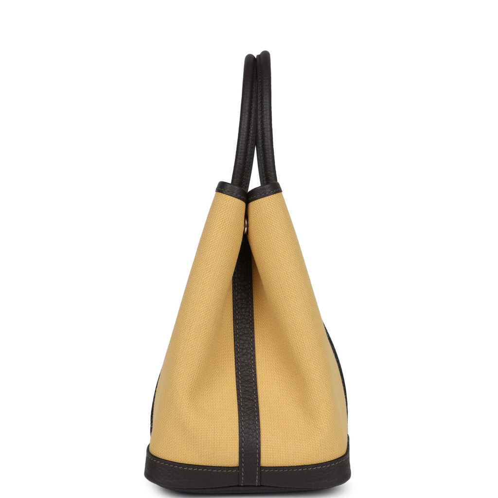 Hermes Garden Party 30 Paille Toile Militaire Canvas and Ebene Negonda Palladium Hardware - Image 4