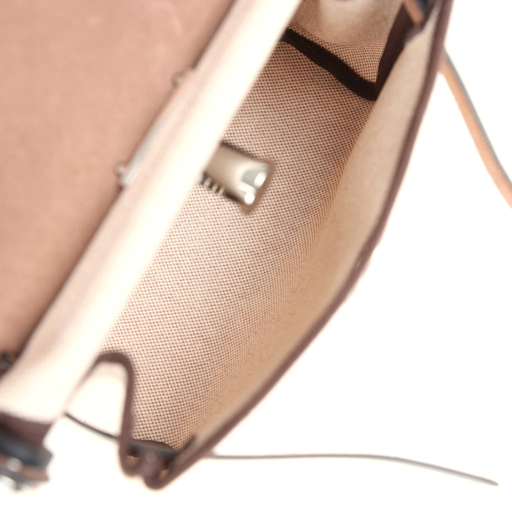 Hermes Herbag Zip 20 Mini Ecru and Beige Toile H Canvas and Ebene Vache Hunter Palladium Hardware - Image 12