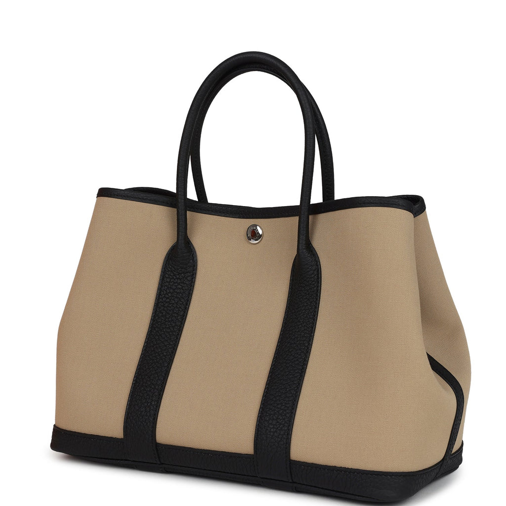 Hermes Garden Party 30 Trench Toile Officier Canvas and Black Negonda Palladium Hardware - Image 6