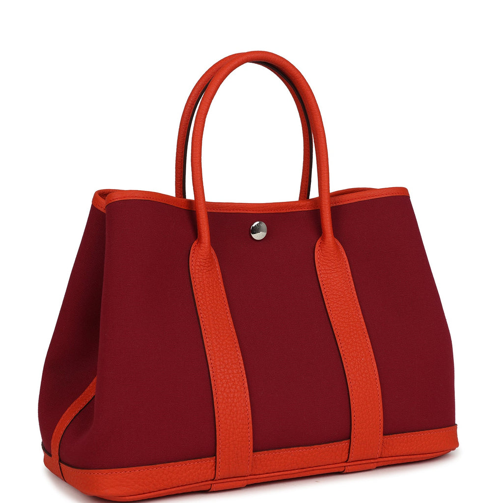 Hermes Garden Party 30 Rubis Officier Canvas and Capucine Negonda Palladium Hardware - Image 3