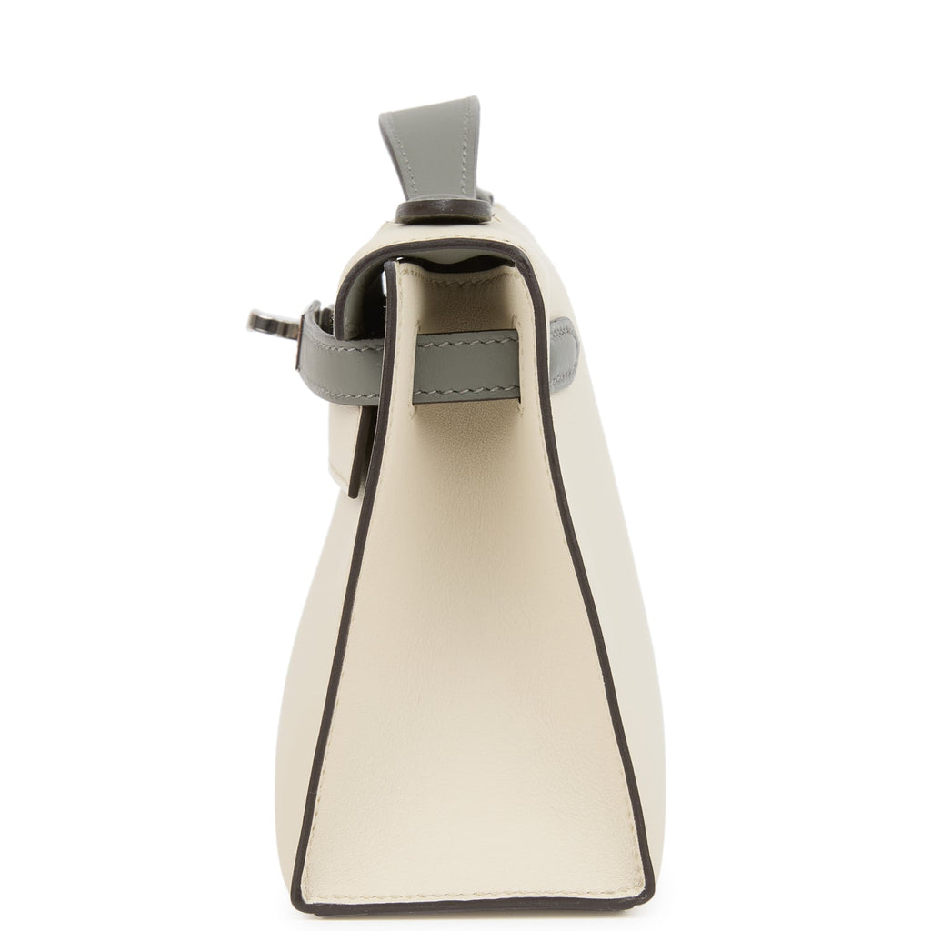 Hermes Special Order (HSS) Kelly Pochette Beton and Gris Meyer Swift Palladium Hardware - Image 4