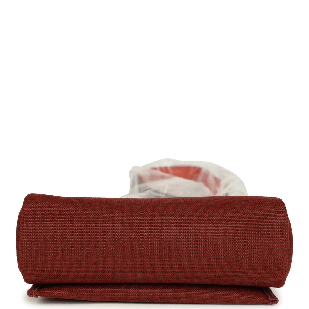 Hermes Herbag Zip 20 Mini Rouge H Toile Militaire Canvas and Vache Hunter Gold Hardware - Image 9