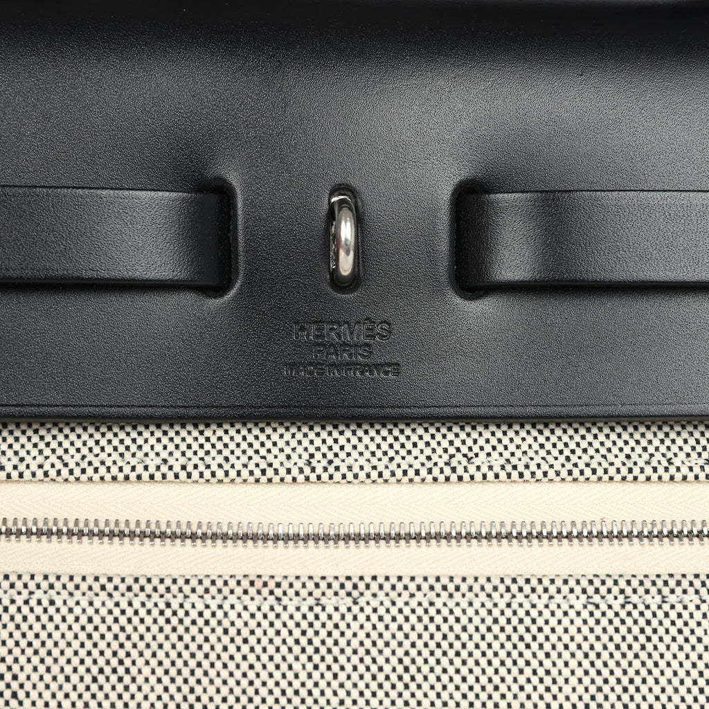 Pre-owned Hermes Herbag Zip Pegase Pop PM 31 Ecru Toile H Canvas and Black Hunter Palladium Hardware - Image 8