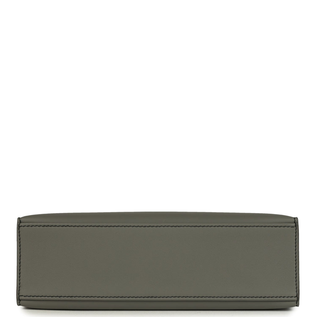 Hermes Special Order (HSS) Kelly Pochette Gris Meyer Verso Swift Gold Hardware - Image 7