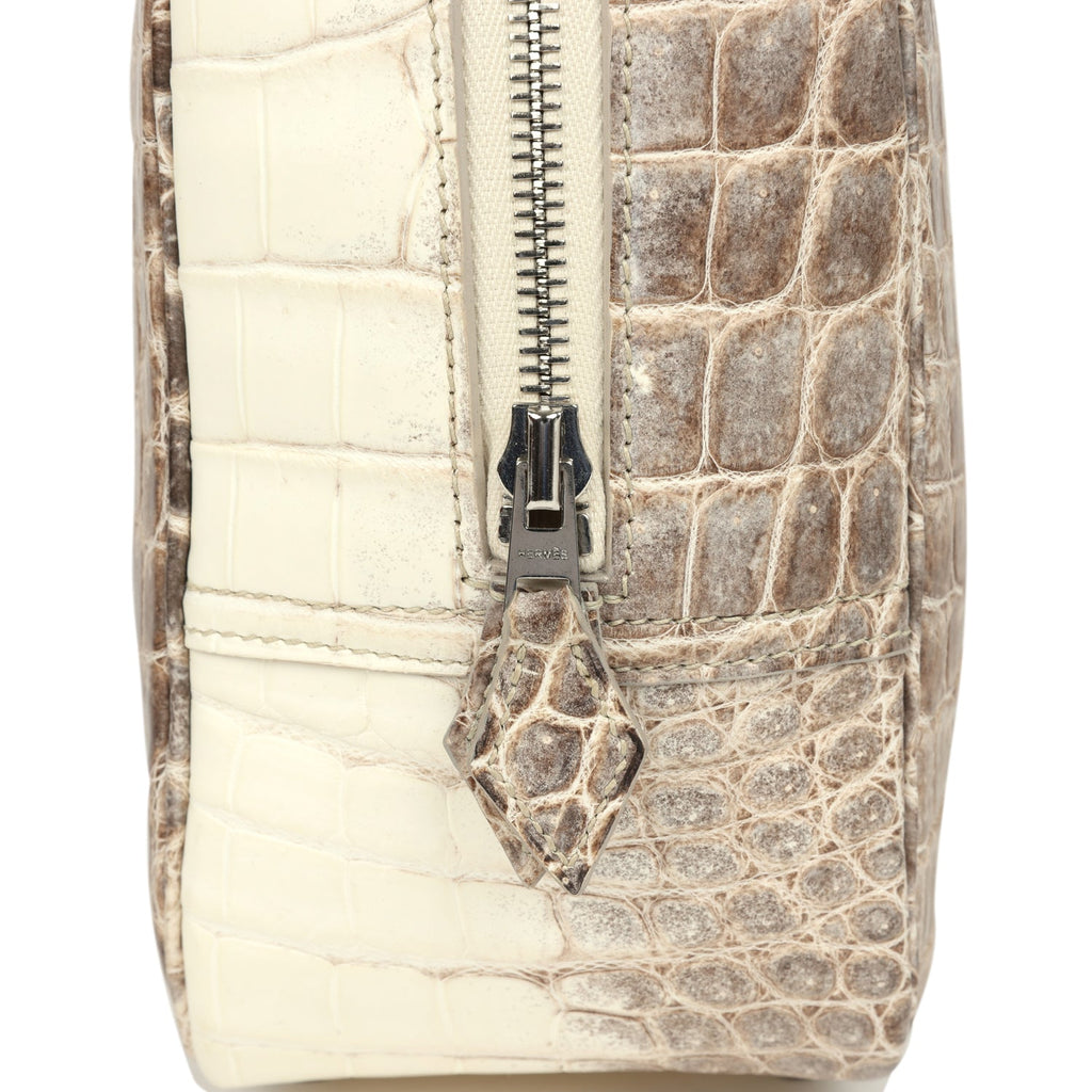 Pre-owned Hermes Plume 28 Himalaya Matte Niloticus Crocodile Palladium Hardware - Image 7