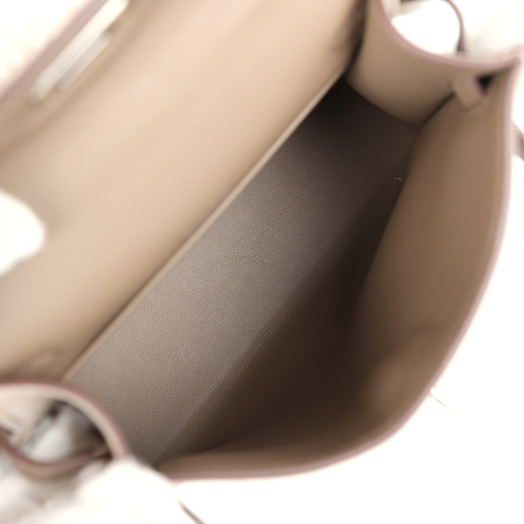 Hermes Teddy Kelly 20 Gris Caillou and Etoupe Swift Palladium Hardware - Image 9