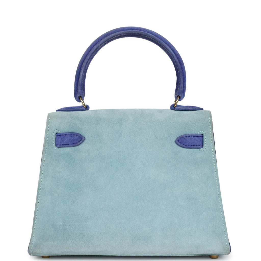Vintage Hermes Kelly Sellier 20 Bleu Electric and Aqua Doblis Gold Hardware - Image 5