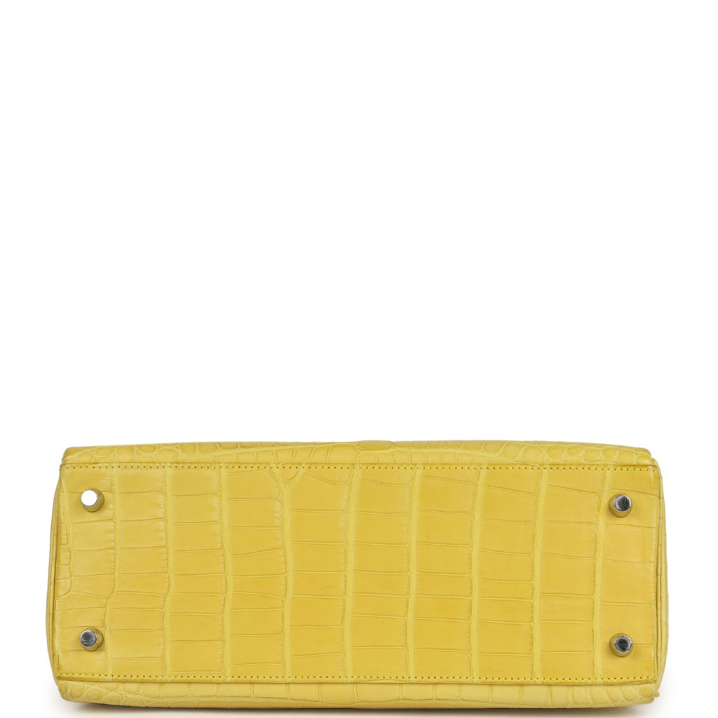 Pre-owned Hermes Kelly Retourne 28 Mimosa Matte Alligator Mississippiensis Palladium Hardware - Image 7