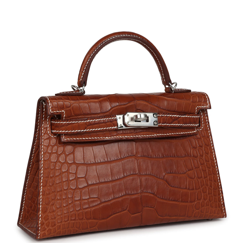 Hermes Kelly Sellier 20 Fauve Matte Alligator Barenia Palladium Hardware - Image 3