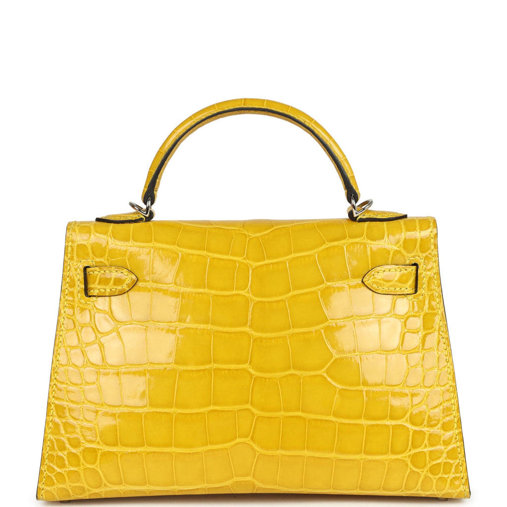 Pre-owned Hermes Kelly Sellier 20 Mimosa Shiny Alligator Palladium Hardware - Image 5