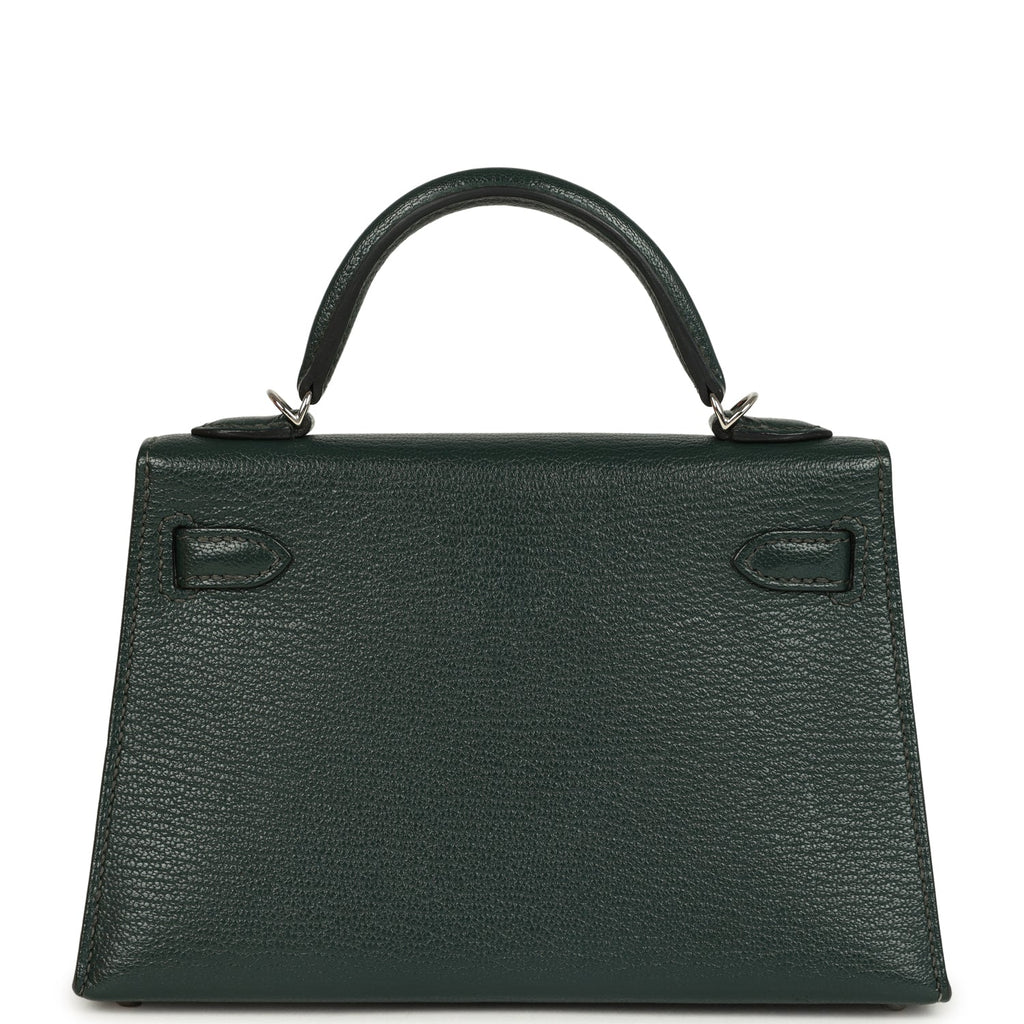 Pre-owned Hermes Kelly Sellier 20 Vert Titien Verso Chevre Mysore Palladium Hardware - Image 5