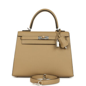Hermes Kelly Sellier 25 Poussiere Epsom Electrum Hardware