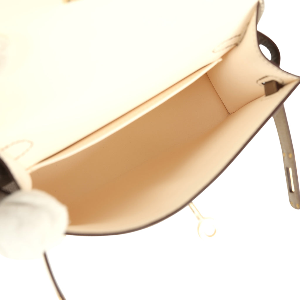 Hermes Special Order (HSS) Kelly Sellier 20 Nata and Etoupe Chevre Mysore Permabrass Hardware - Image 9