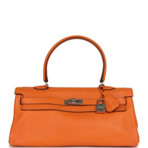 Vintage Hermes Shoulder Kelly 42 JPG Orange Clemence Palladium Hardware
