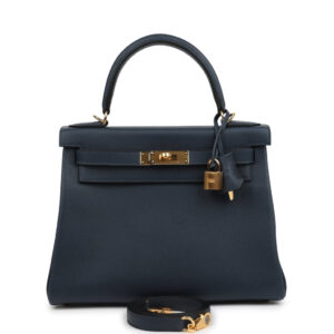 Hermes Kelly Retourne 28 Bleu Abysse Evercolor Gold Hardware