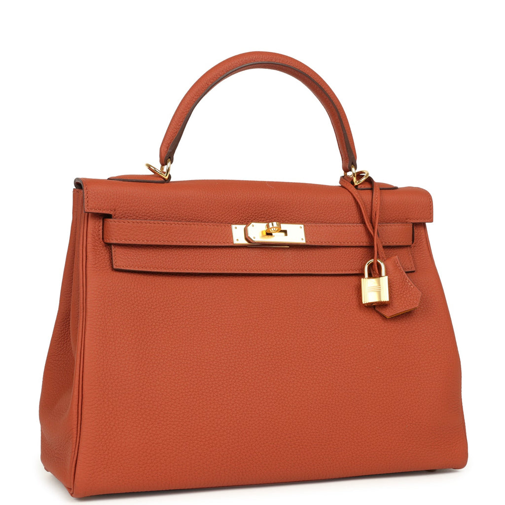 Pre-owned Hermes Special Order (HSS) Kelly Retourne 32 Cuivre Verso Togo Gold Hardware - Image 3