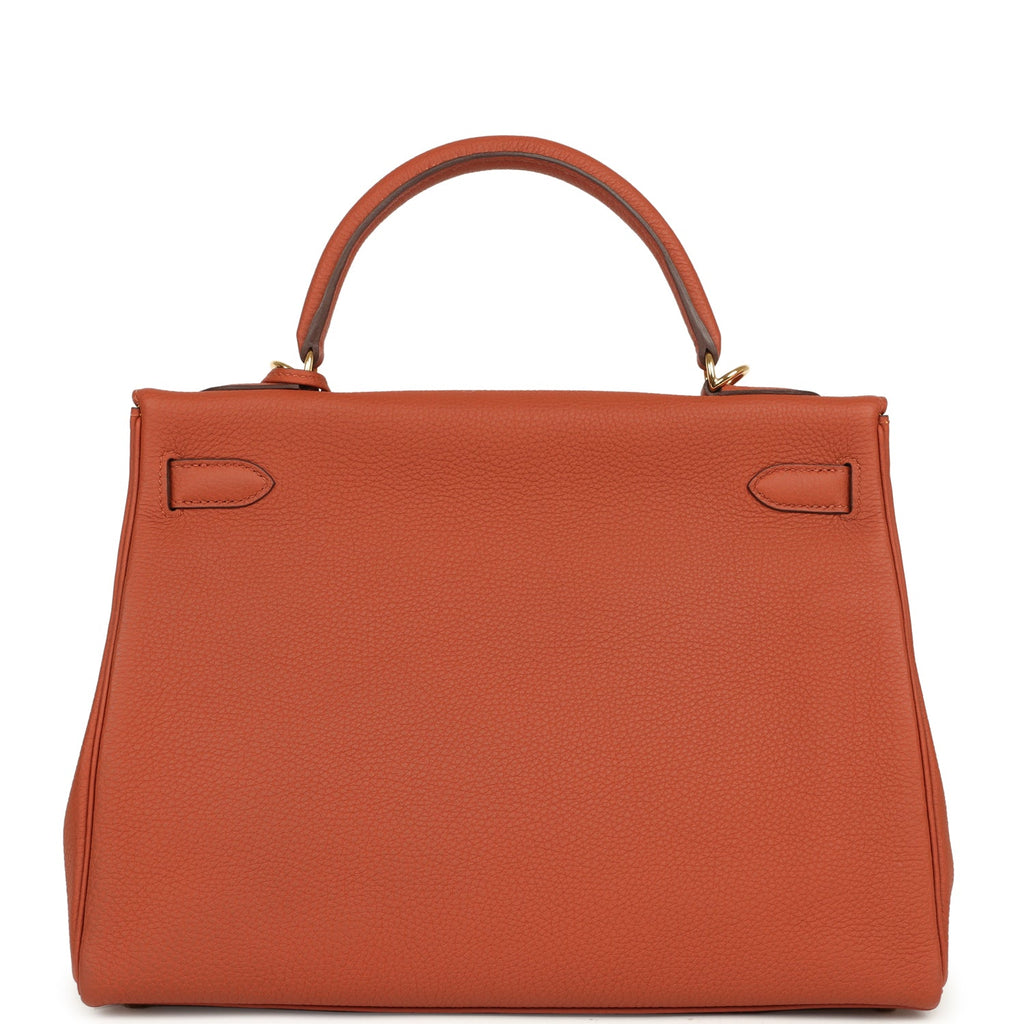 Pre-owned Hermes Special Order (HSS) Kelly Retourne 32 Cuivre Verso Togo Gold Hardware - Image 5