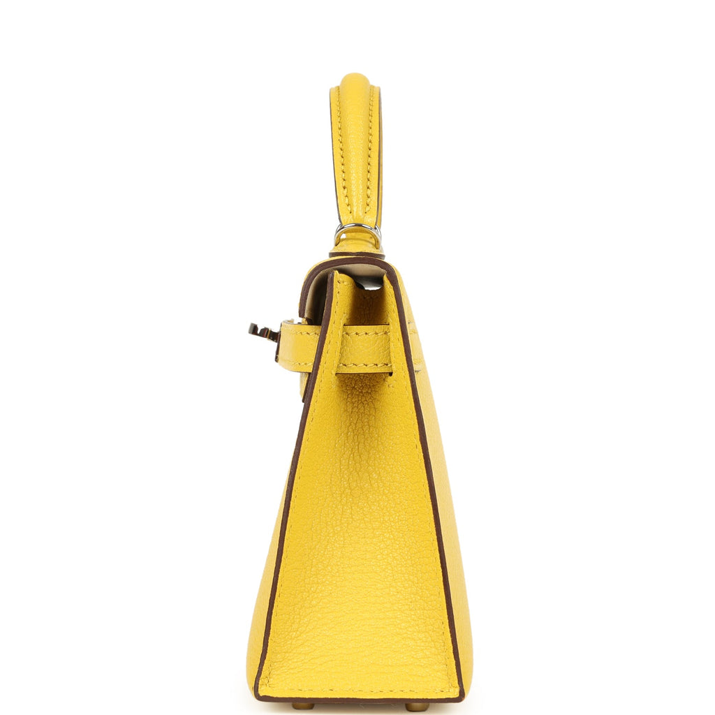 Pre-owned Hermes Kelly Sellier 20 Jaune de Naples Verso Chèvre Mysore Palladium Hardware - Image 4
