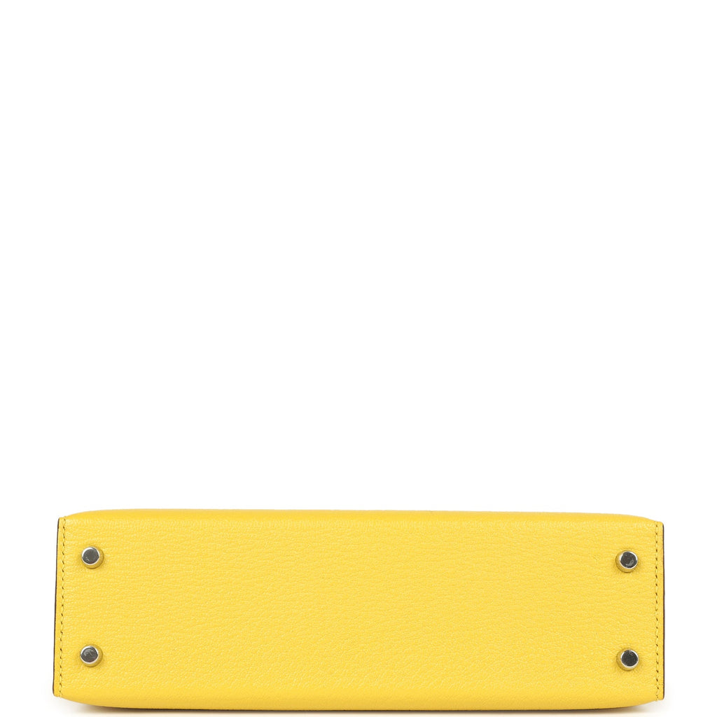 Pre-owned Hermes Kelly Sellier 20 Jaune de Naples Verso Chèvre Mysore Palladium Hardware - Image 7