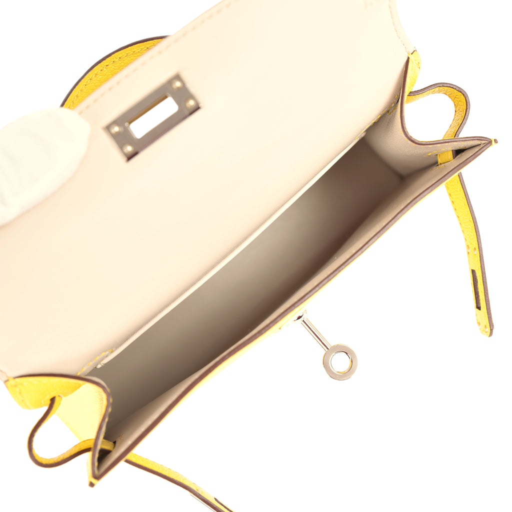 Pre-owned Hermes Kelly Sellier 20 Jaune de Naples Verso Chèvre Mysore Palladium Hardware - Image 9