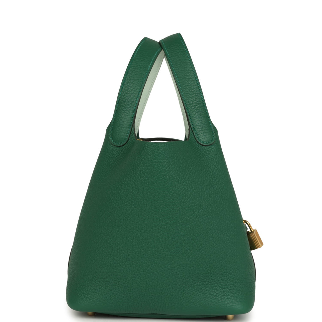 Hermes Picotin Lock 18 Eclat Vert Moyen Clemence and Vert Peppermint Swift Gold Hardware - Image 4