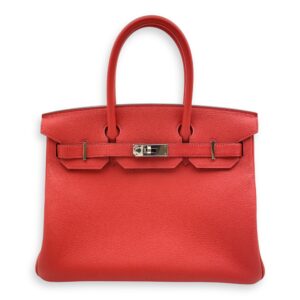 Birkin 30 Geranium in Togo, Silver hardware
