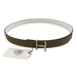 H Torsade 90 Etoupe/Blanc Belt in Swift/Epsom, Palladium hardware