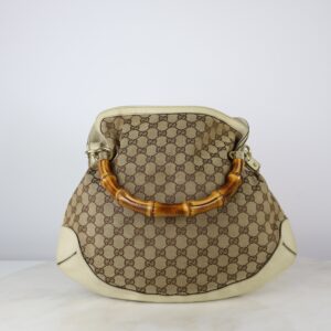 Gucci Bicolor GG Medium Peggy Bamboo Shoulder Bag