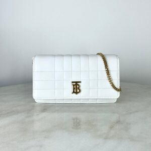 Burberry White Lola TB Crossbody Clutch Bag