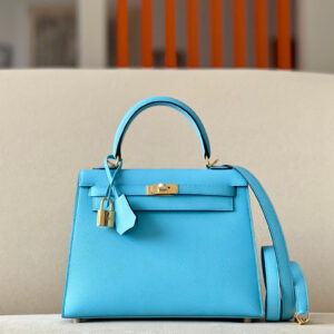 Kelly 25 Epsom Celeste (7N) Gold Hardware