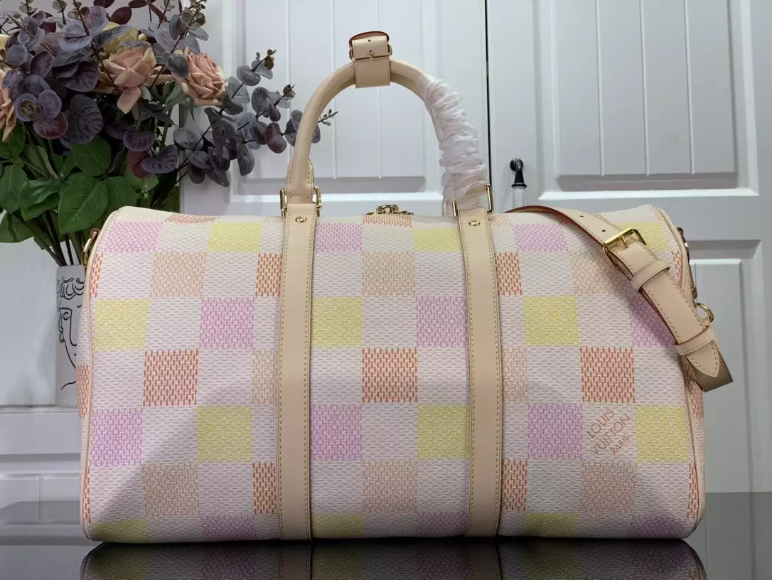 Keepall Bandoulière 45 Peach Damier Giant Canvas - Repbags.ru - Image 5