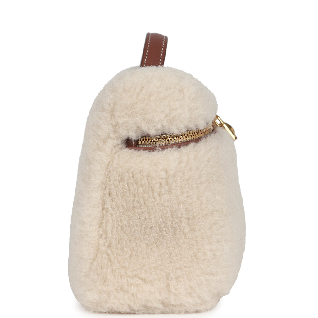 Loro Piana Extra Pocket L19 Pouch Ancient Paper and Sun Gold Cashmere and Silk Gold Hardware - Image 4